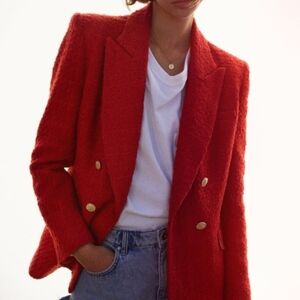ZARA | Red Tweed Blazer